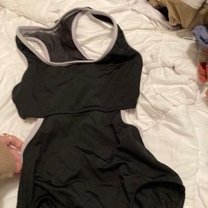 maria black and purple leotard